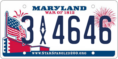 MD license plate 3AX4646