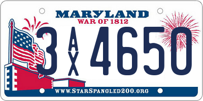 MD license plate 3AX4650
