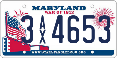 MD license plate 3AX4653