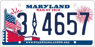 MD license plate 3AX4657