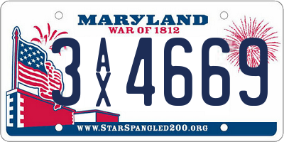 MD license plate 3AX4669