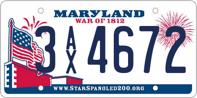 MD license plate 3AX4672