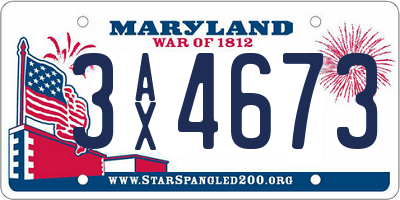 MD license plate 3AX4673