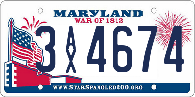 MD license plate 3AX4674