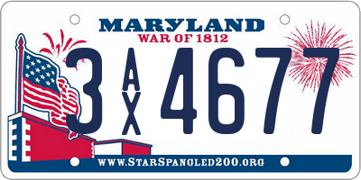 MD license plate 3AX4677