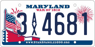 MD license plate 3AX4681