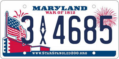 MD license plate 3AX4685