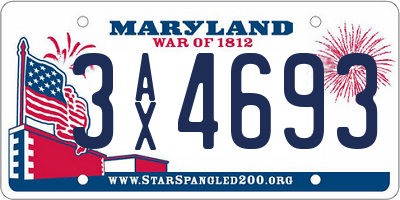 MD license plate 3AX4693