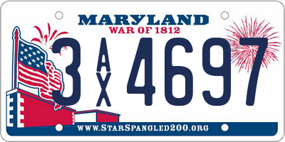 MD license plate 3AX4697