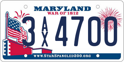 MD license plate 3AX4700