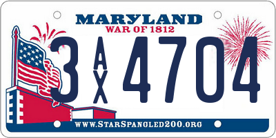 MD license plate 3AX4704