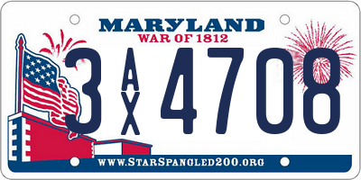 MD license plate 3AX4708