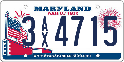 MD license plate 3AX4715