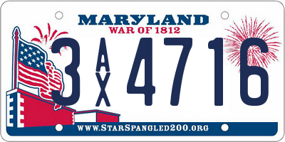 MD license plate 3AX4716
