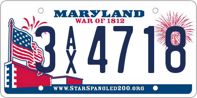 MD license plate 3AX4718