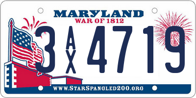 MD license plate 3AX4719