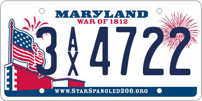 MD license plate 3AX4722