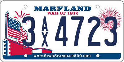 MD license plate 3AX4723