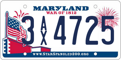 MD license plate 3AX4725