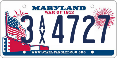 MD license plate 3AX4727