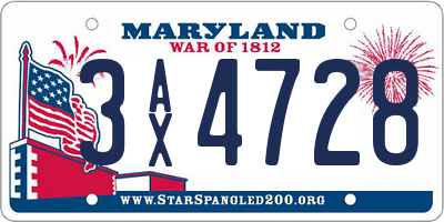 MD license plate 3AX4728