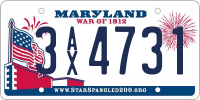 MD license plate 3AX4731