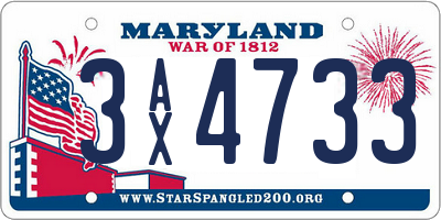MD license plate 3AX4733