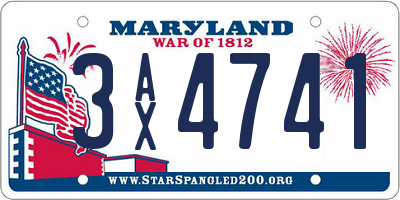 MD license plate 3AX4741