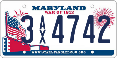 MD license plate 3AX4742