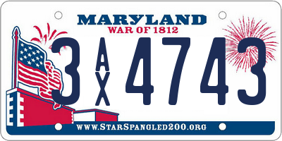 MD license plate 3AX4743
