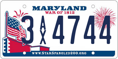 MD license plate 3AX4744