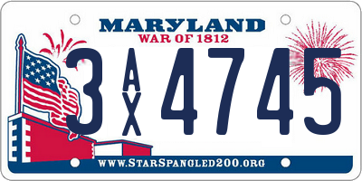 MD license plate 3AX4745