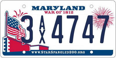 MD license plate 3AX4747