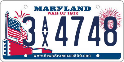 MD license plate 3AX4748