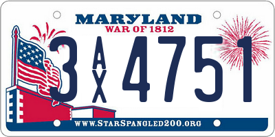 MD license plate 3AX4751