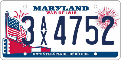 MD license plate 3AX4752