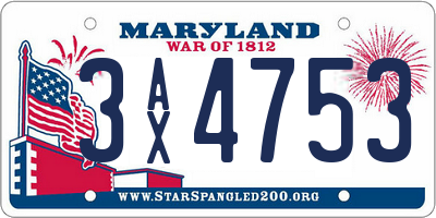 MD license plate 3AX4753
