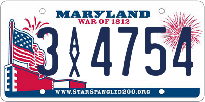MD license plate 3AX4754