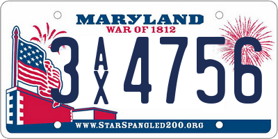 MD license plate 3AX4756