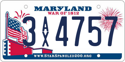 MD license plate 3AX4757