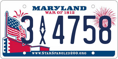 MD license plate 3AX4758