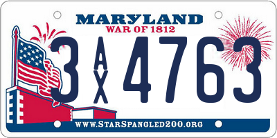 MD license plate 3AX4763