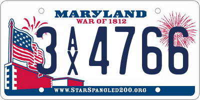 MD license plate 3AX4766