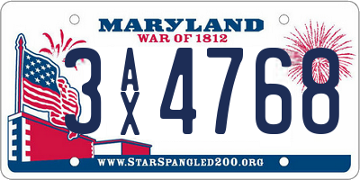 MD license plate 3AX4768