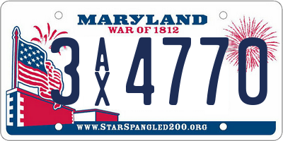 MD license plate 3AX4770