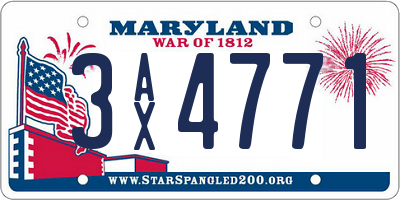 MD license plate 3AX4771