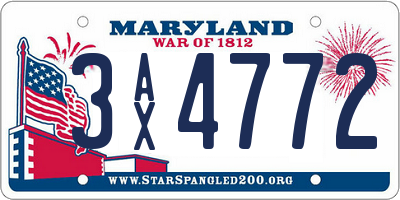 MD license plate 3AX4772