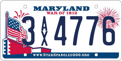 MD license plate 3AX4776