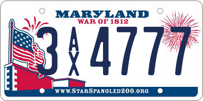 MD license plate 3AX4777