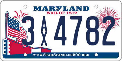 MD license plate 3AX4782